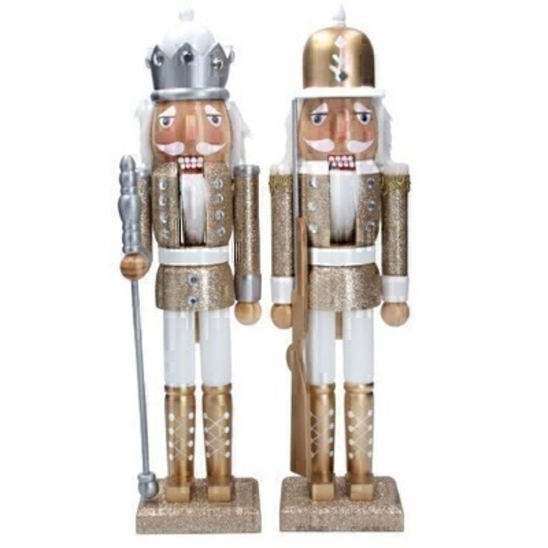 Choice of two festive Nutcracker wooden ornaments by Gisela Graham. This fesive Nutcracker standing ornament by Gisela Graham will delight for years to come. It will compliment any house and will bring Christmas cheer to children at Christmas time year after year. Remember Booker Flowers and Gifts for Gisela Graham Christmas Decorations. Choice of 2 available - If you have a preference please specify when ordering (silver crown or gold hat) otherwise we will make the selection for you. If two are ordered one of each design will be sent. 